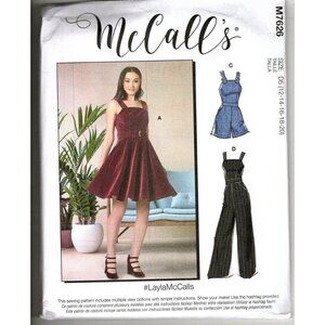 McCall's M7626 Misses 12 to 20 Dresses, Jumpsuit and Romper Uncut Sewing Pattern